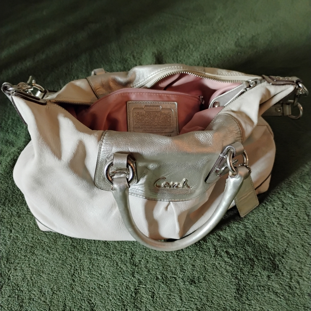 Coach Vintage Cream and Silver Satchel